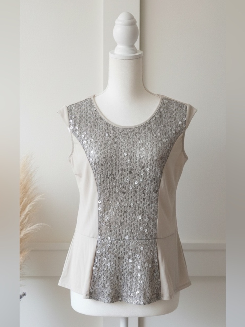 Scapa Lauren Perre Sequined Cream Cap-Sleeve Camisole